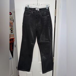 NWOT Reformation women’s shiny Black Straight Jeans